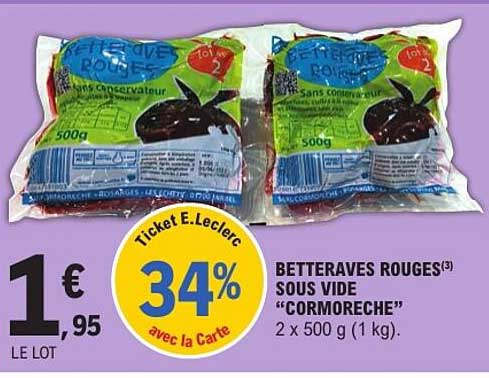BETTERAVES ROUGES(3) SOUS VIDE “CORMORECHE” 2 x 500 g (1 kg)