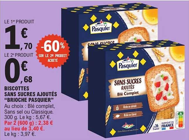 BISCOTTES SANS SUCRES AJOUTÉS “BRIIOCHE PASQUIER”