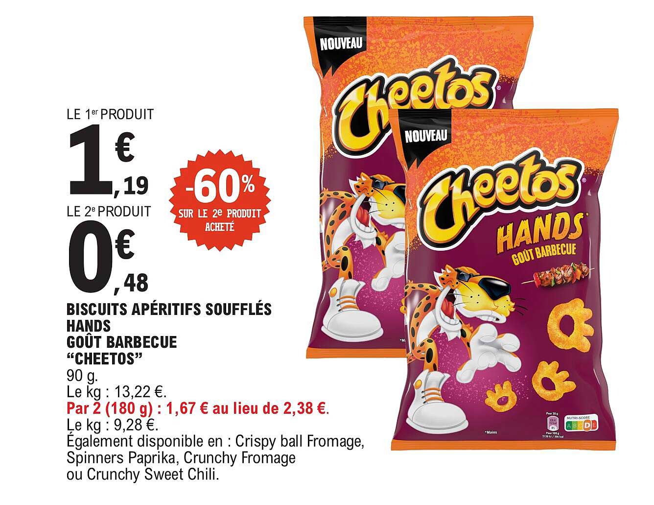 Biscuits apéritifs soufflés Hands goût barbecue “Cheetos”