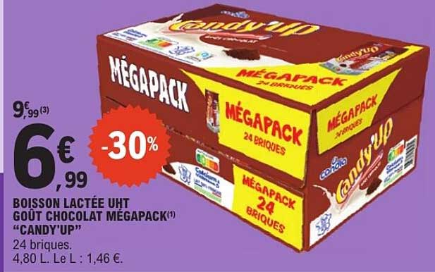 BOISSON LACTÉE UHT GOÛT CHOCOLAT MÉGAPACK “CANDY’UP”