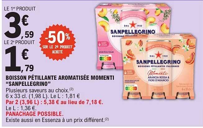 BOISSON PÉTILLANTE AROMATISÉE MOMENTI “SANPELLEGRINO”