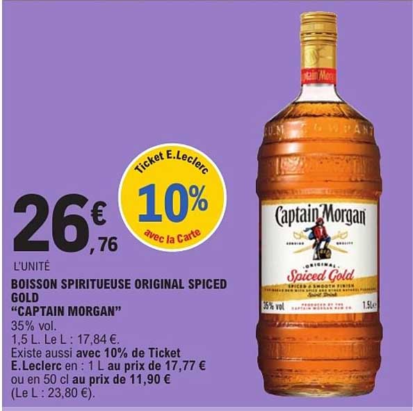 BOISSON SPIRITEUSE ORIGINAL SPICED GOLD “CAPTAIN MORGAN”