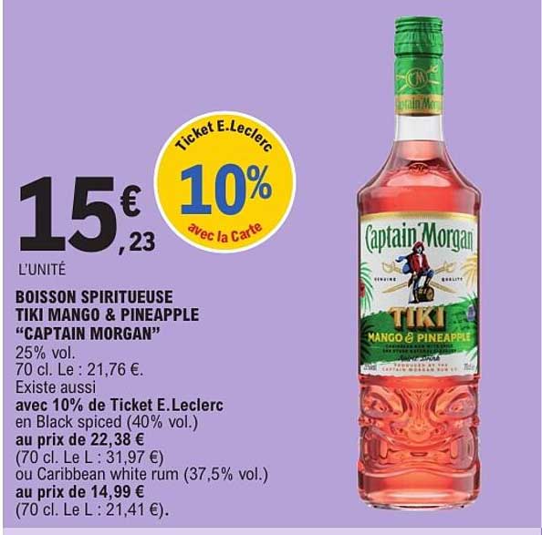 BOISSON SPIRITUEUSE TIKI MANGO & PINEAPPLE “CAPTAIN MORGAN”