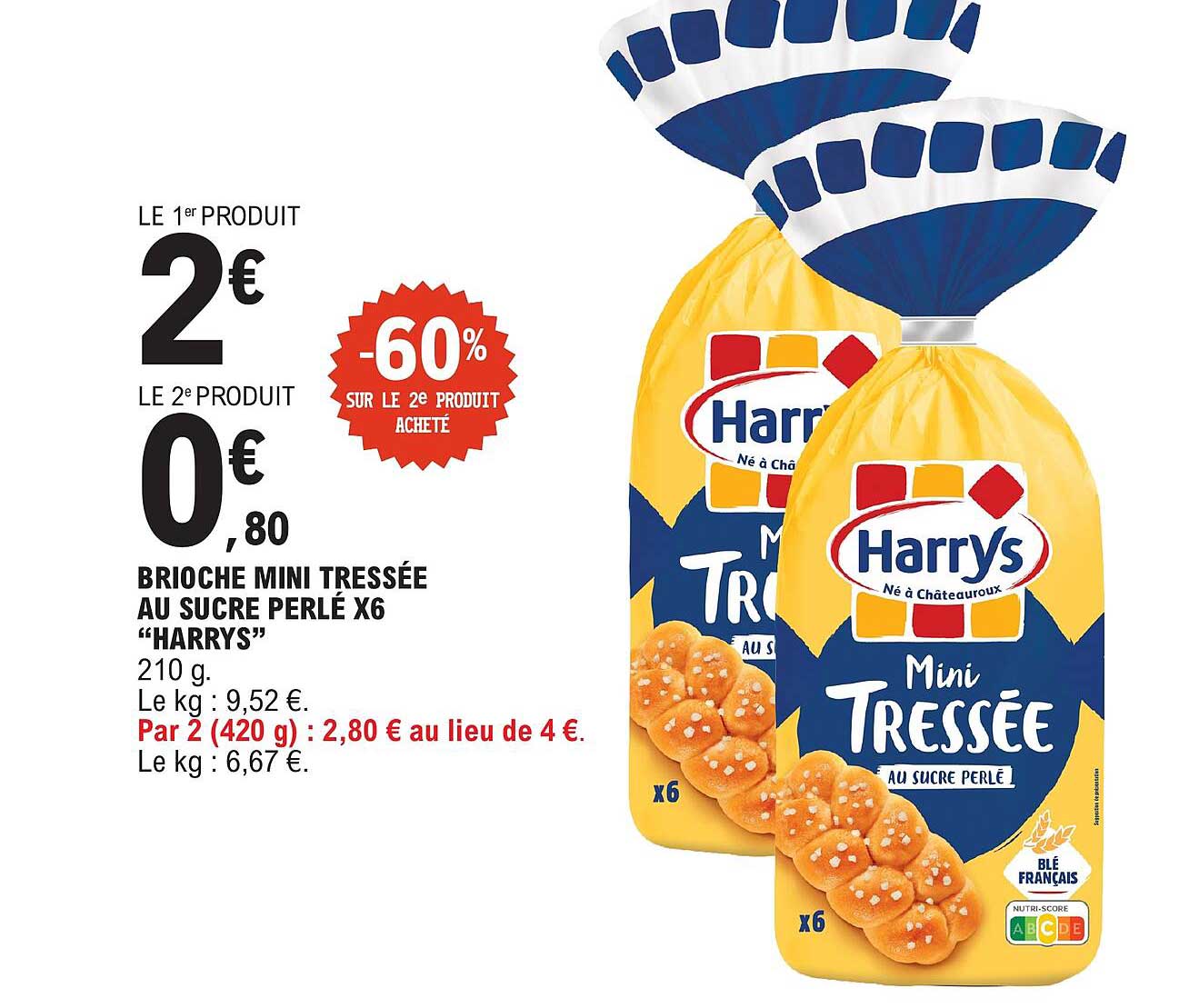 BRIOCHE MINI TRESSÉE AU SUCRE PERLÉ x6 “HARRYS”