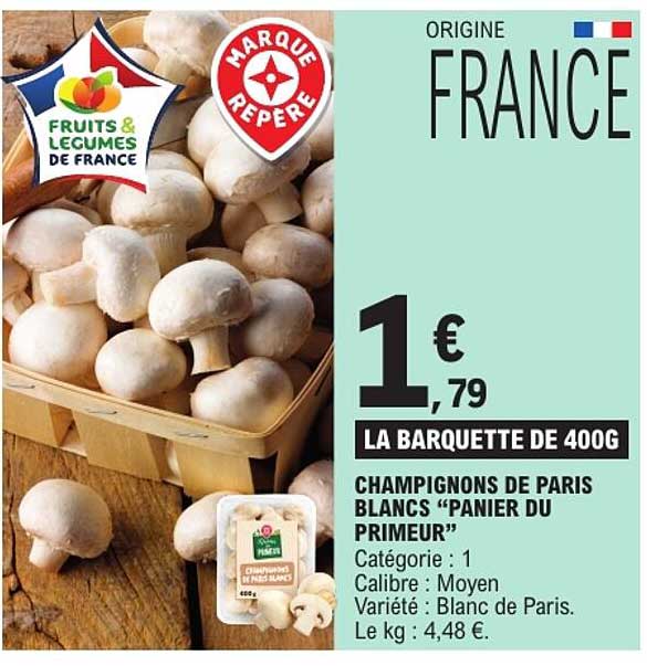 CHAMPIGNONS DE PARIS BLANCS “PANIER DU PRIMEUR”