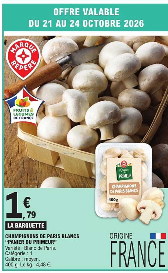 CHAMPIGNONS DE PARIS BLANCS "PANIER DU PRIMEUR"
