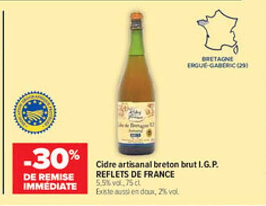 Cidre artisanal breton brut I.G.P. REFLETS DE FRANCE