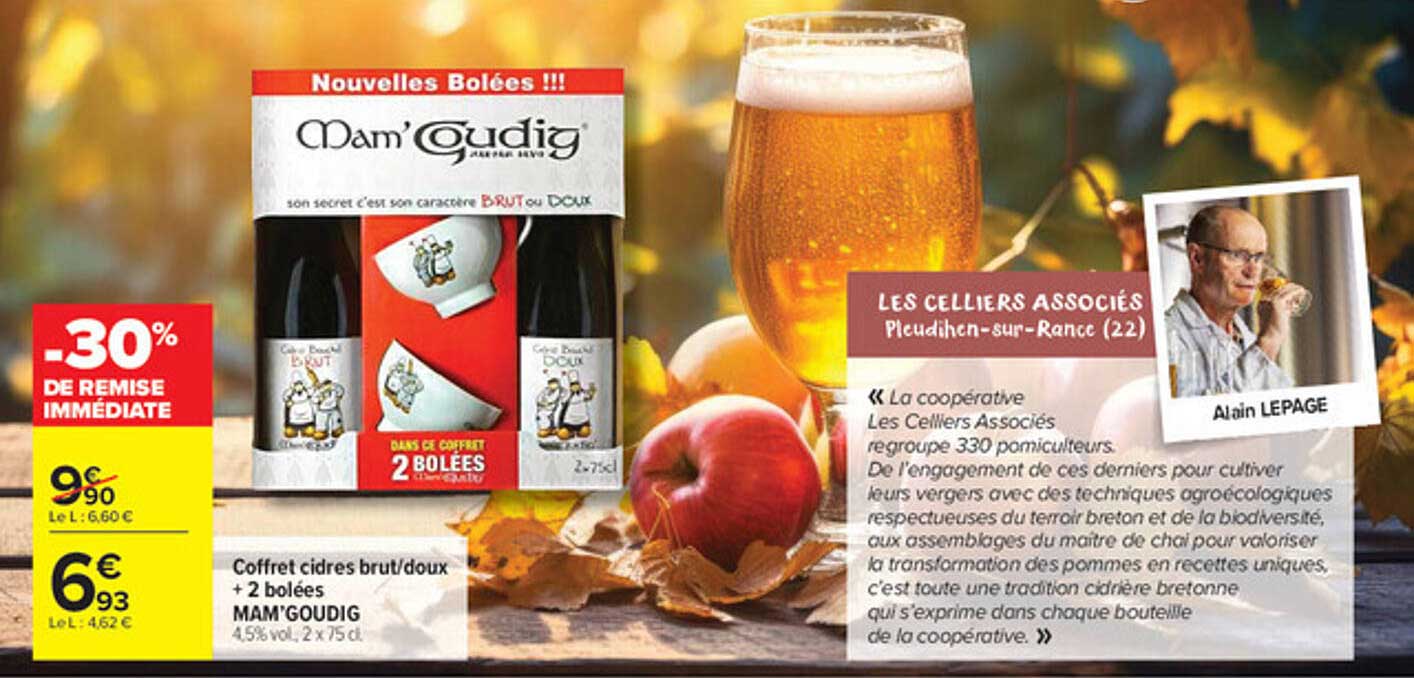 Coffret cidres brut/doux + 2 bolées MAM GOUDIG 4,5% vol. 2 x 75 cl