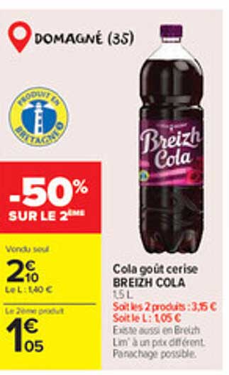 Cola goût cerise BREIZH COLA 1,5 L