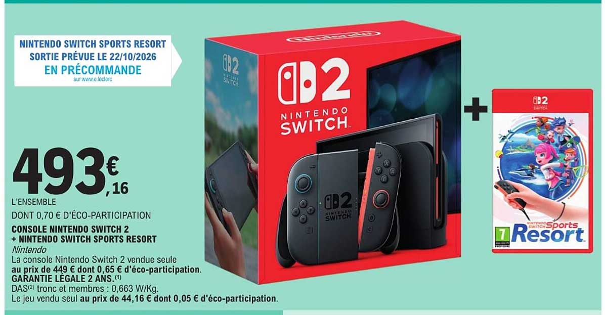 CONSOLE NINTENDO SWITCH 2 + NINTENDO SWITCH SPORTS RESORT