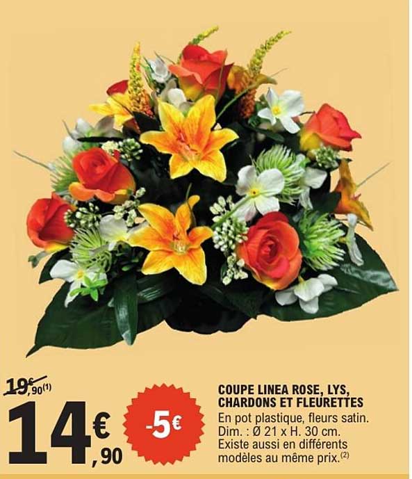 COUPE LINEA ROSE, LYS, CHARDONS ET FLEURETTES