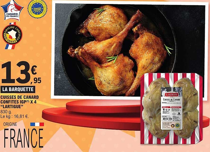 CUISSES DE CANARD CONFITES IGP(1) X 4 "LARTIGUE"