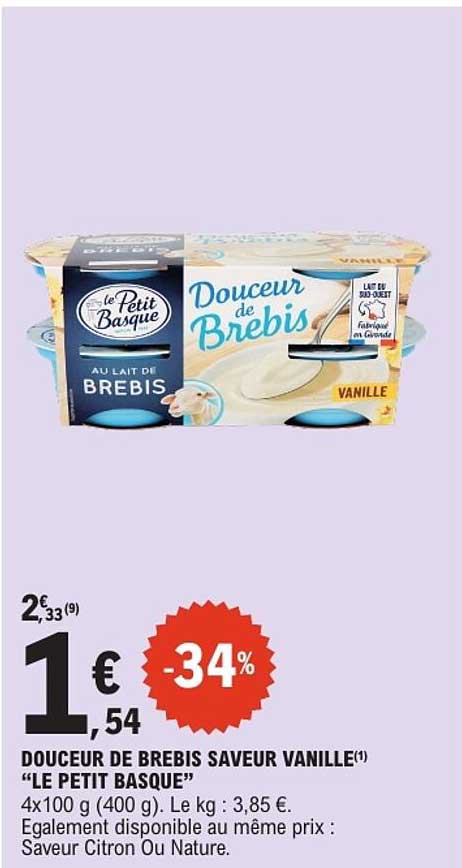 DOUCEUR DE BREBIS SAVEUR VANILLE “LE PETIT BASQUE”