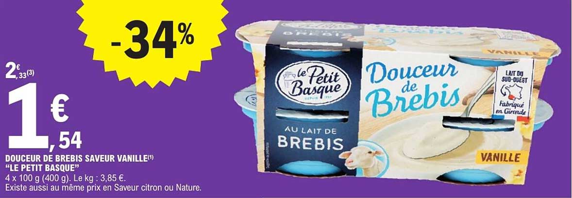Douceur de brebis saveur vanille “Le Petit Basque”