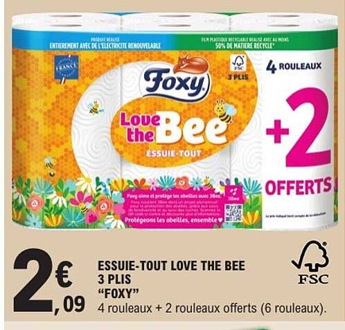 ESSUIE-TOUT LOVE THE BEE 3 PLIS "FOXY" 4 rouleaux + 2 rouleaux offerts (6 rouleaux)