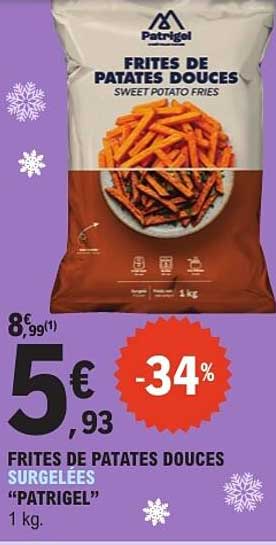 FRITES DE PATATES DOUCES SURGELÉES “PATRIGEL” 1 kg.