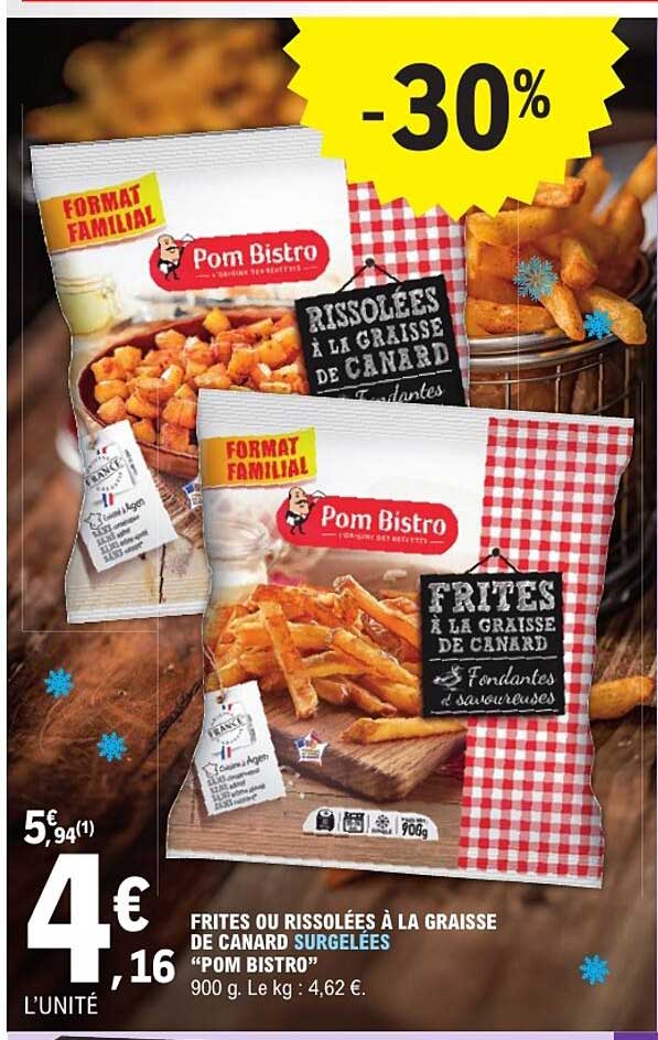 FRITES OU RISOLÉES À LA GRAISSE DE CANARD SURGELÉES “POM BISTRO”