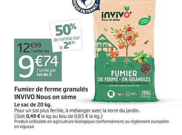 Fumier de ferme granulés INVIVO Nous on sème