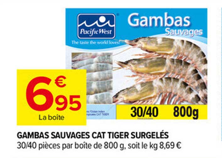 GAMBAS SAUVAGES CAT TIGER SURGELÉS