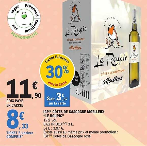 IGP CÔTES DE GASCOGNE MOELLEUX “LE ROUPIC”