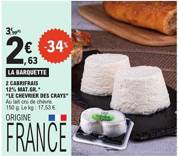 LA BARQUETTE 2 CABRIFRAIS 12% MAT.GR. "LE CHEVRIER DES CRAYS"