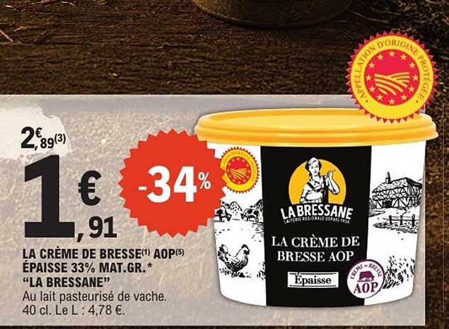 LA CRÈME DE BRESSE AOP ÉPAISSE 33% MAT.GR. "LA BRESSANE"