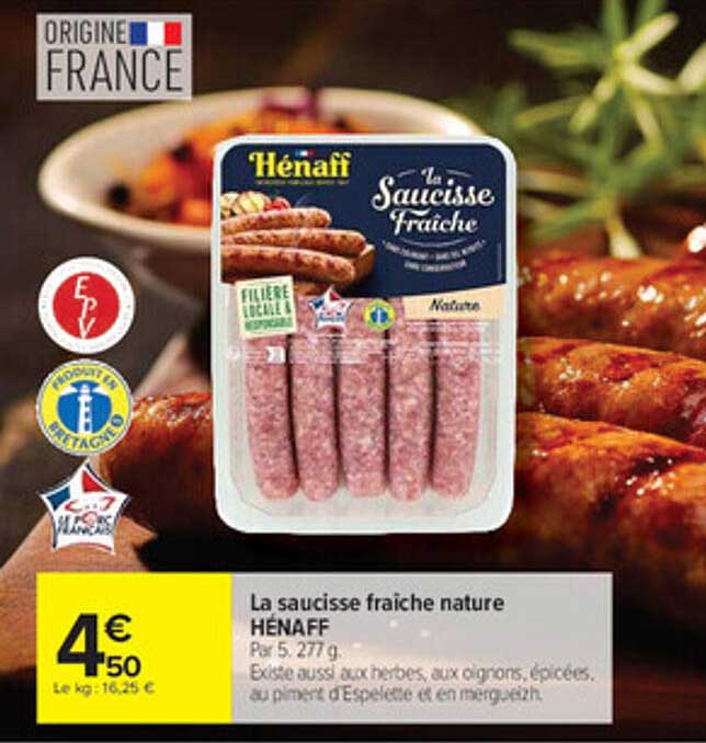 La saucisse fraîche nature HÉNAFF
