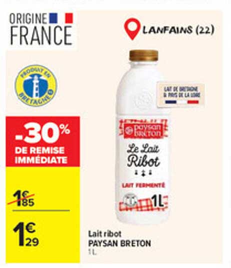 Lait ribot PAYSAN BRETON 1 L