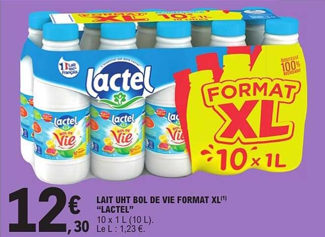 LAIT UHT BOL DE VIE FORMAT XL “LACTEL”