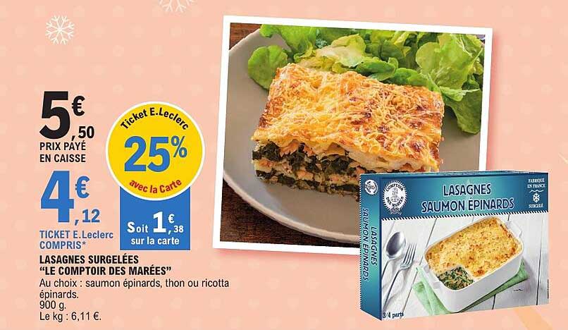 LASAGNES SURGELÉES “LE COMPTOIR DES MARÉES”
