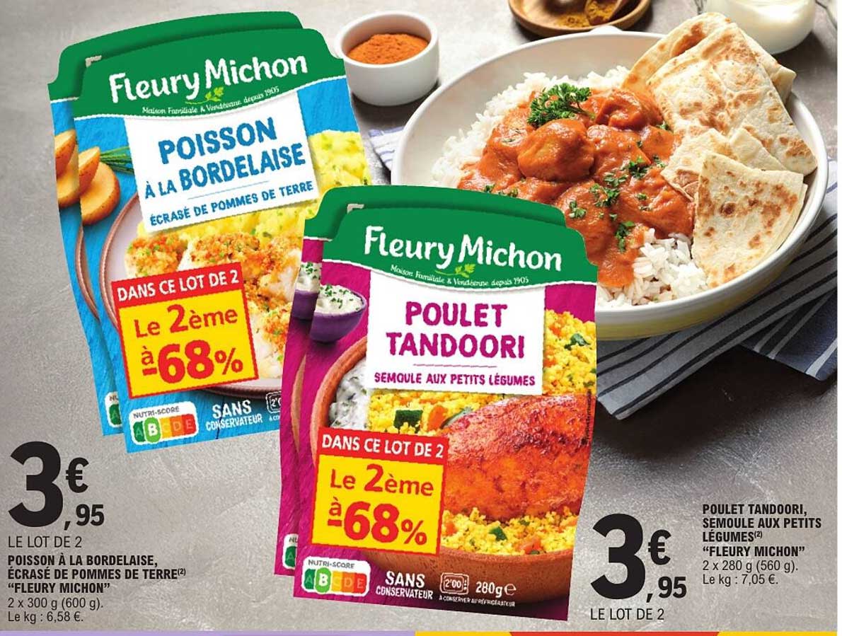 Le lot de 2 Poisson à la bordelaise, écrasé de pommes de terre « Fleury Michon »
