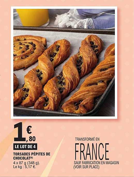 LE LOT DE 4 TORSADES PÉPITES DE CHOCOLAT
