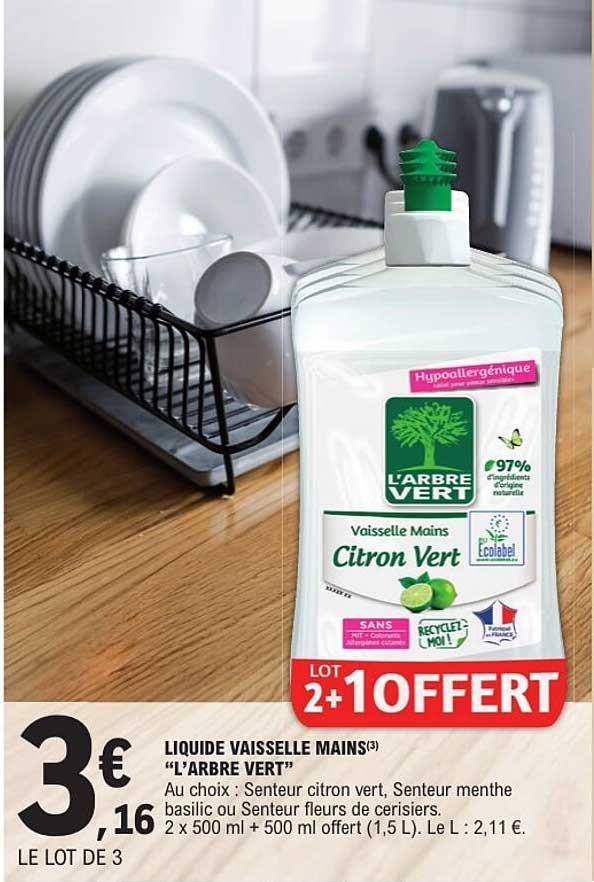 LIQUIDE VAISSELLE MAINS(3) “L’ARBRE VERT”