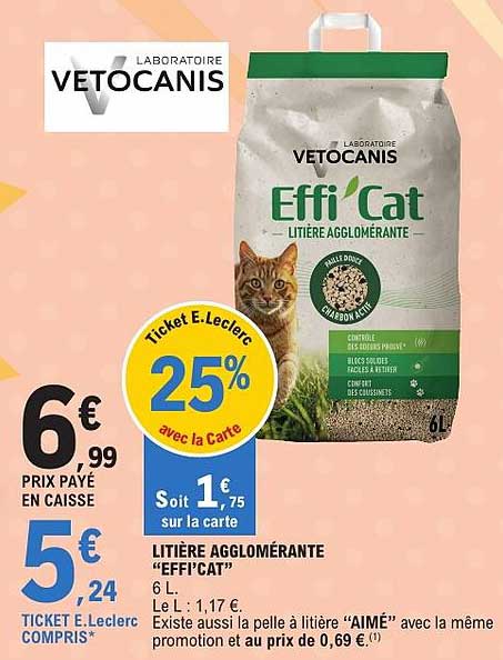 LITIÈRE AGGLOMÉRANTE “EFFI’CAT” 6 L