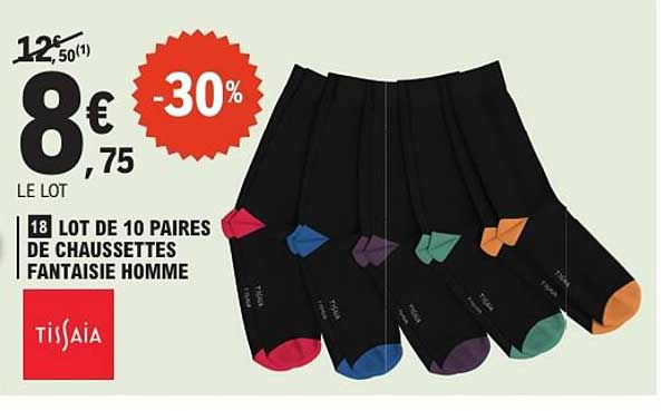 LOT DE 10 PAIRES DE CHAUSSETTES FANTAISIE HOMME