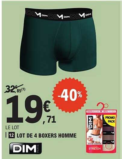 LOT DE 4 BOXERS HOMME
