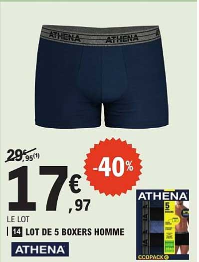 LOT DE 5 BOXERS HOMME ATHENA