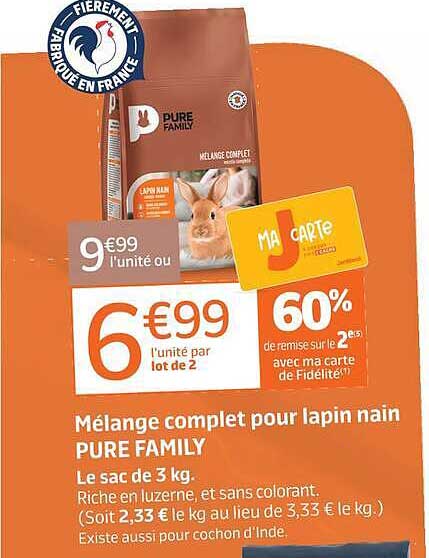 Mélange complet pour lapin nain PURE FAMILY