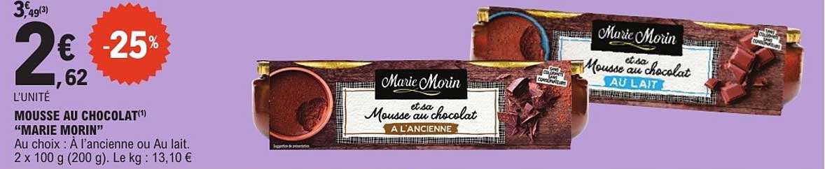 MOUSSE AU CHOCOLAT "MARIE MORIN"