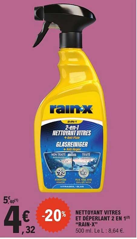 NETTOYANT VITRES ET DÉPERLANT 2 EN 1 “RAIN-X”