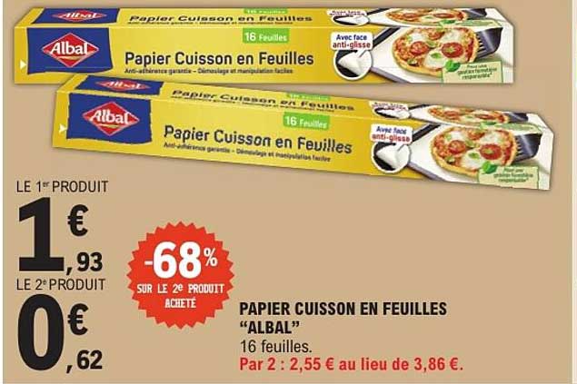 PAPIER CUISSON EN FEUILLES “ALBAL” 16 feuilles.