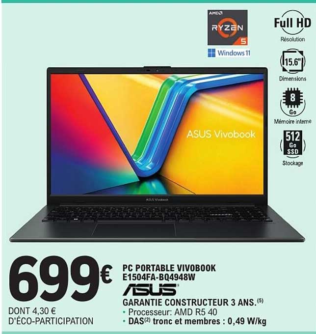 PC PORTABLE VIVOBOOK E1504FA-BQ4948W ASUS