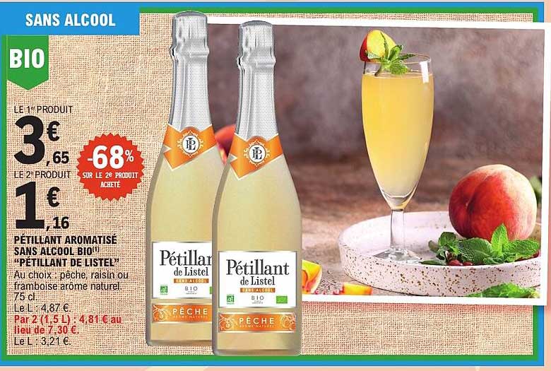 PETILLANT AROMATISE SANS ALCOOL BIO "PETILLANT DE LISTEL"