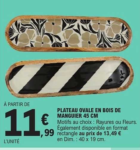 PLATEAU OVALE EN BOIS DE MANGUIER 45 CM