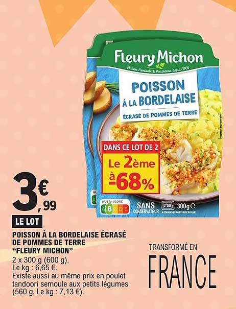 POISSON À LA BORDELAISE ÉCRASÉ DE POMMES DE TERRE “FLEURY MICHON”