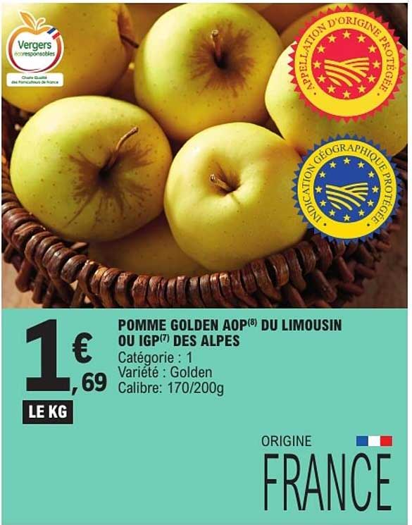POMME GOLDEN AOP(8) DU LIMOUSIN OU IGP(7) DES ALPES