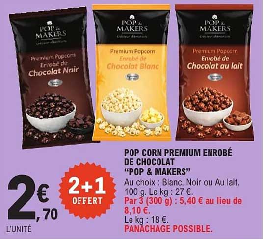 POP CORN PREMIUM ENROBÉ DE CHOCOLAT "POP & MAKERS"