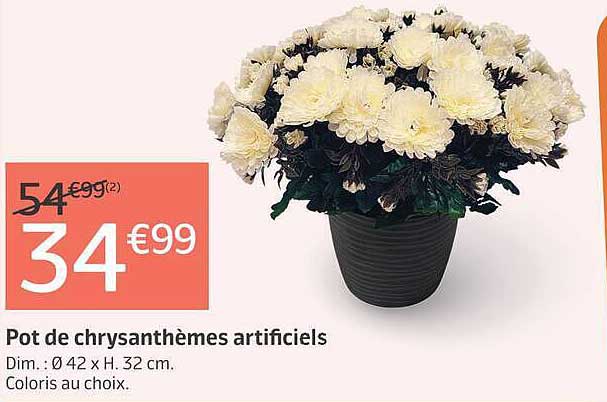 Pot de chrysanthèmes artificiels
