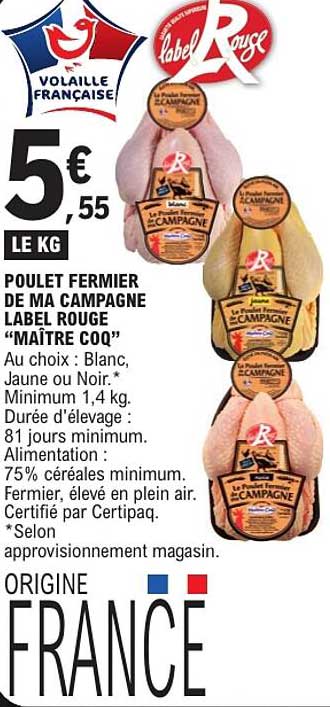 POULET FERMIER DE MA CAMPAGNE LABEL ROUGE “MAÎTRE COQ”