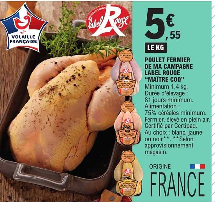POULET FERMIER DE MA CAMPAGNE LABEL ROUGE “MAÎTRE COQ”